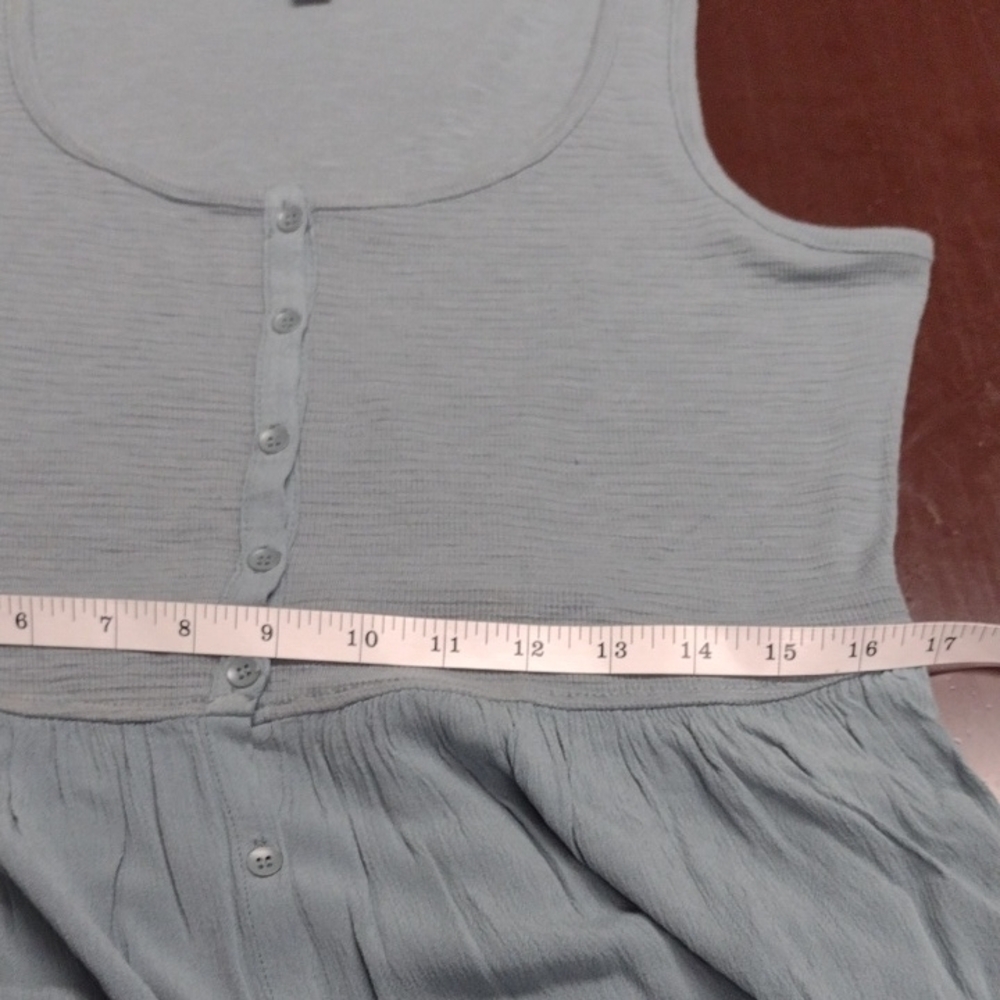 Frye Green Midi Sundress with Scoop Neck, Vacation,Beach, Casual. - Picture 9 of 13